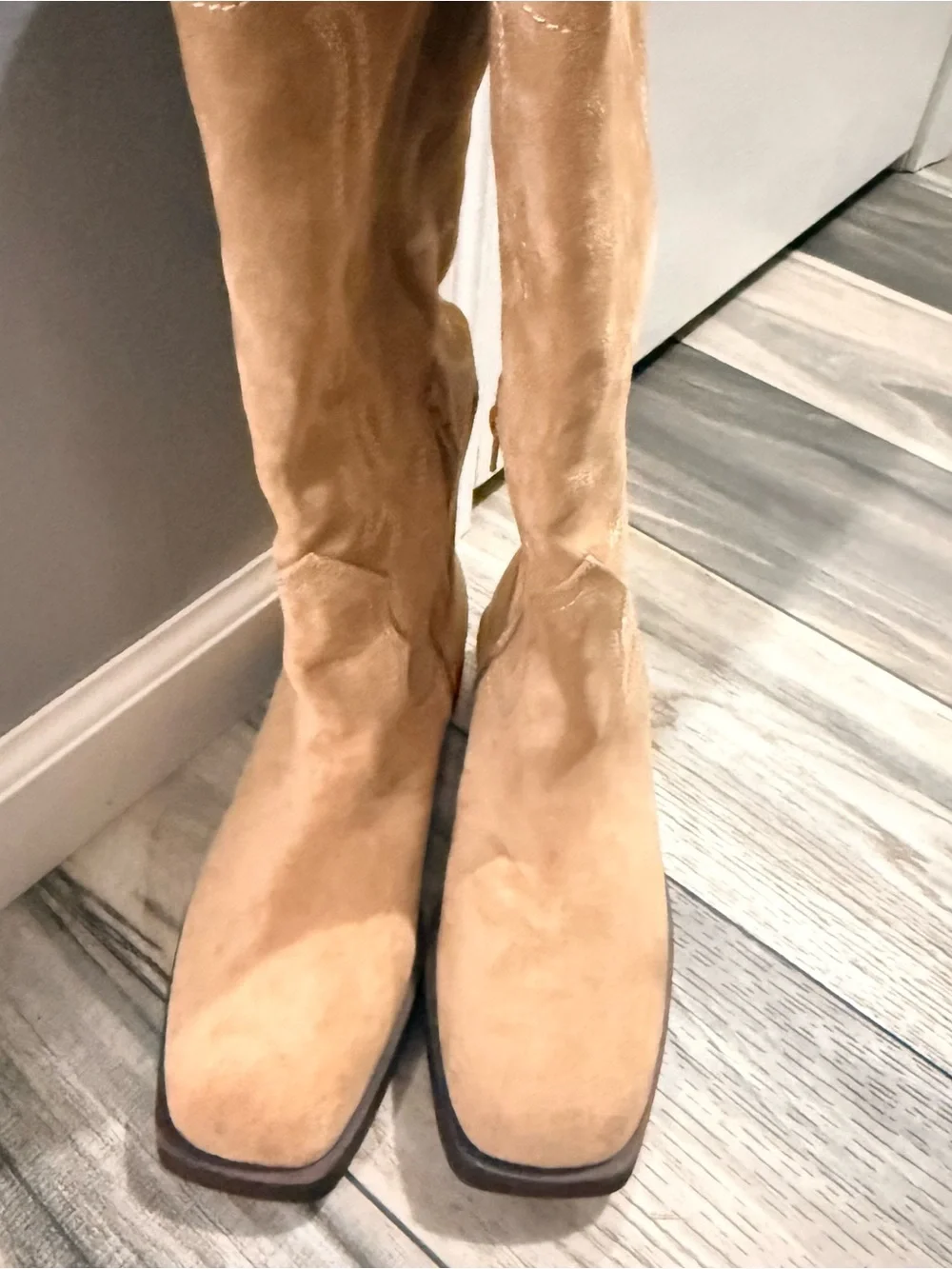Tan Suede Knee-High Women's Boots - Brand Unknown size 9
